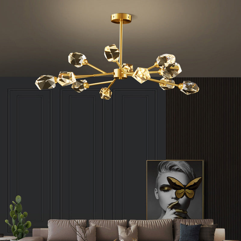 Modern Luxury LED Pendant Light Metal Indoor Chandelier with Crystal Shade