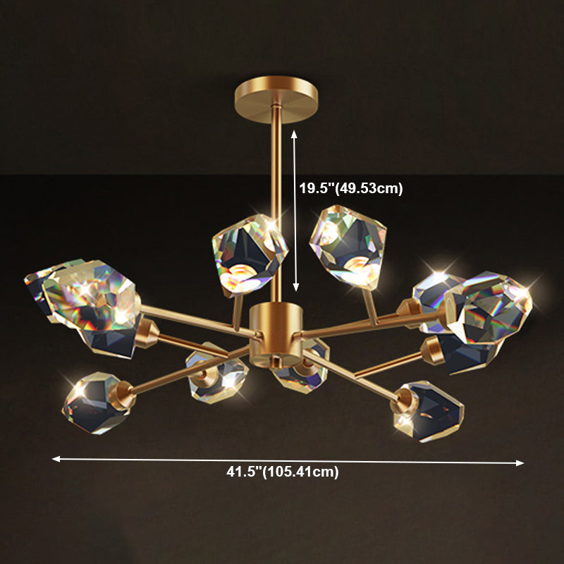 Modern Luxury LED Pendant Light Metal Indoor Chandelier with Crystal Shade