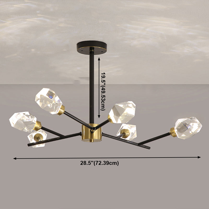 Modern Luxury LED Pendant Light Metal Indoor Chandelier with Crystal Shade