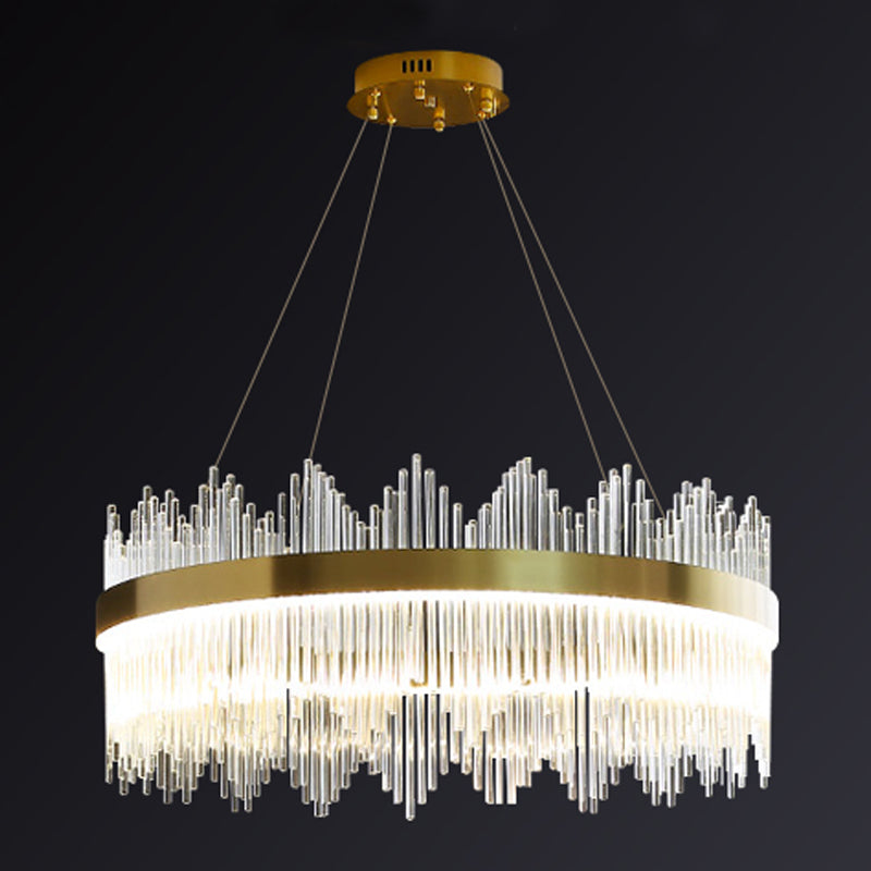 Modern Artistic LED Pendant Light Crystal Circular Chandelier for Living Room
