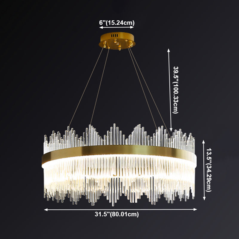 Modern Artistic LED Pendant Light Crystal Circular Chandelier for Living Room