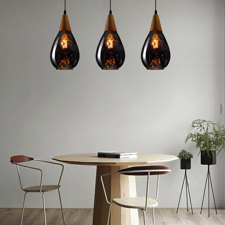 Ombra di lacrima in stile industriale appeso in vetro a china acqua leggera 1 lampada a sospensione leggera per ristorante