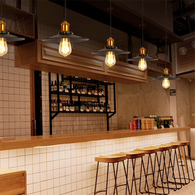 Forma industriale a forma di chiodo in metallo appeso 1 lampada a sospensione leggera in nero per ristorante