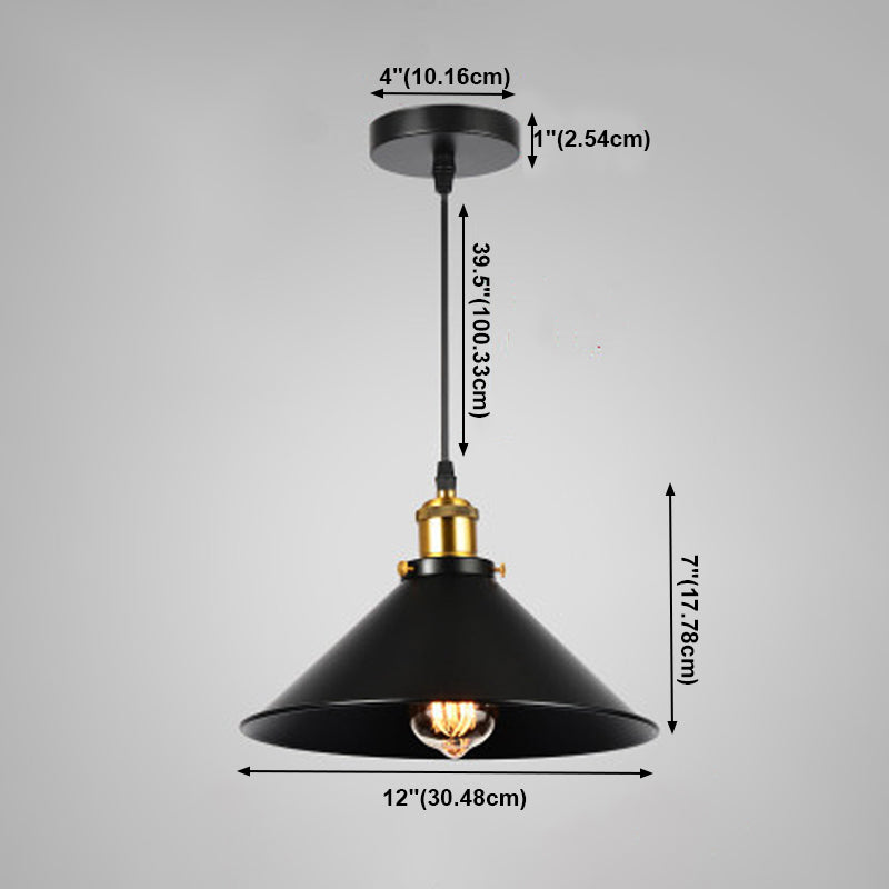 Forma industriale a forma di chiodo in metallo appeso 1 lampada a sospensione leggera in nero per ristorante