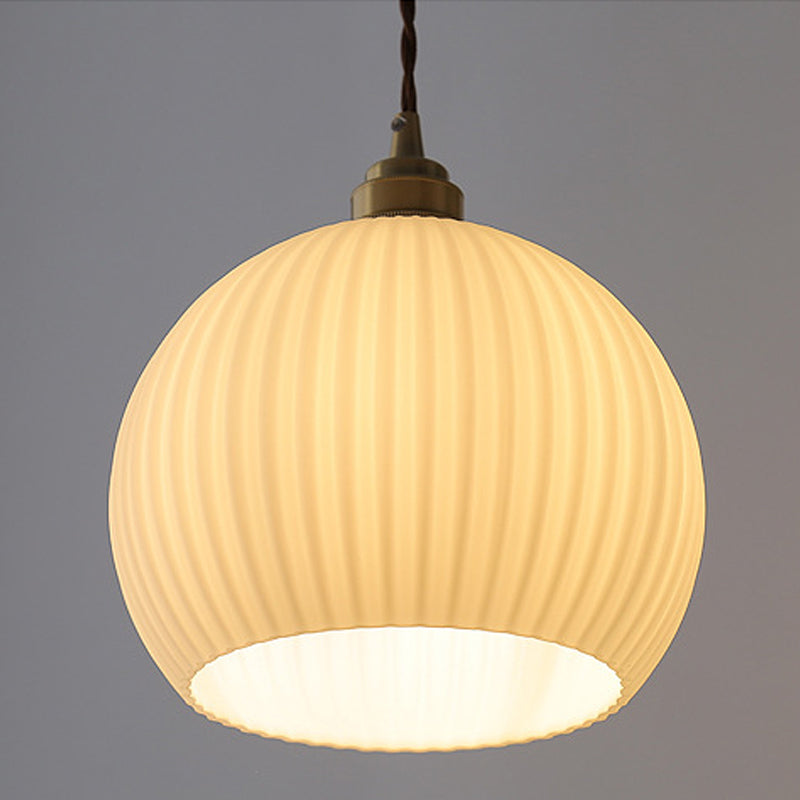 Modern Minimalism Spherical Hanging Light Ceramics 1 Light Pendant Lamp for Restaurant