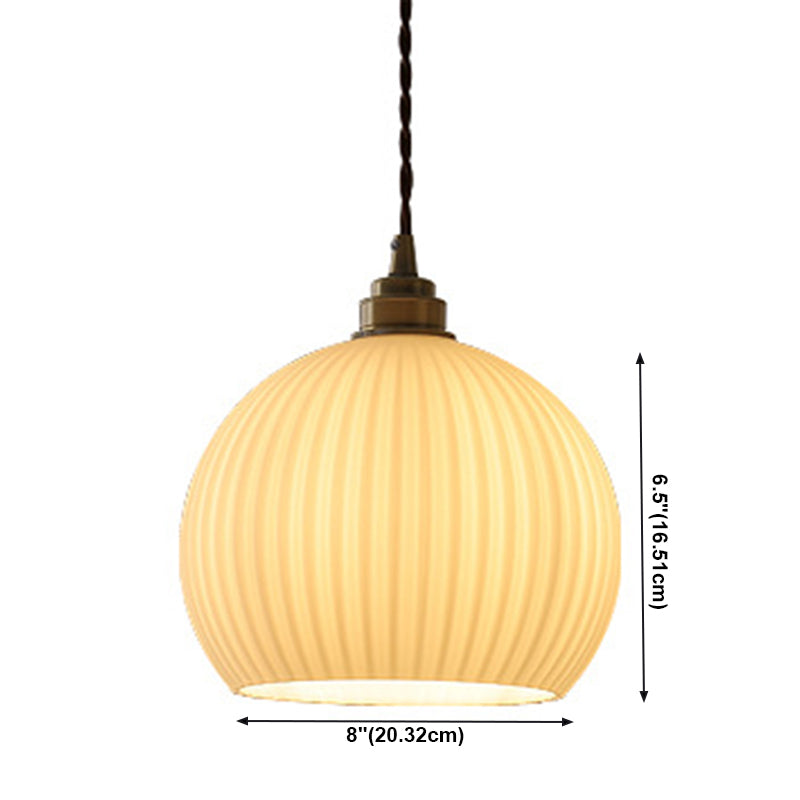 Modern Minimalism Spherical Hanging Light Ceramics 1 Light Pendant Lamp for Restaurant