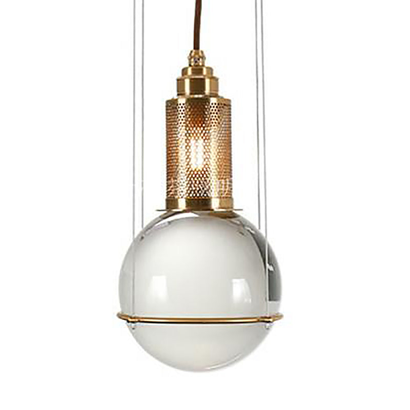Moderne luxe enkele hanglamp licht elektroplate Iron Globe hangende lamp met kristalschaduw