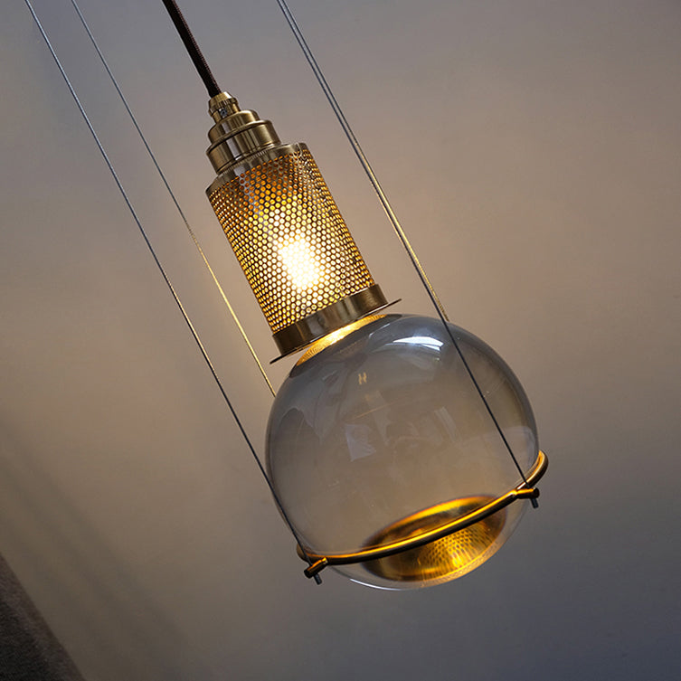 Moderne luxe enkele hanglamp licht elektroplate Iron Globe hangende lamp met kristalschaduw