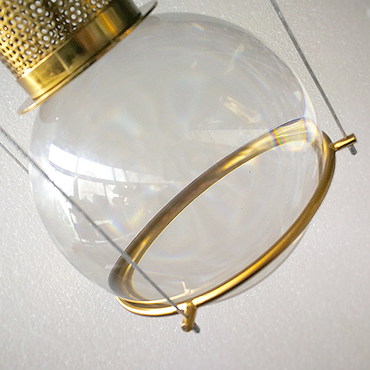 Moderne luxe enkele hanglamp licht elektroplate Iron Globe hangende lamp met kristalschaduw