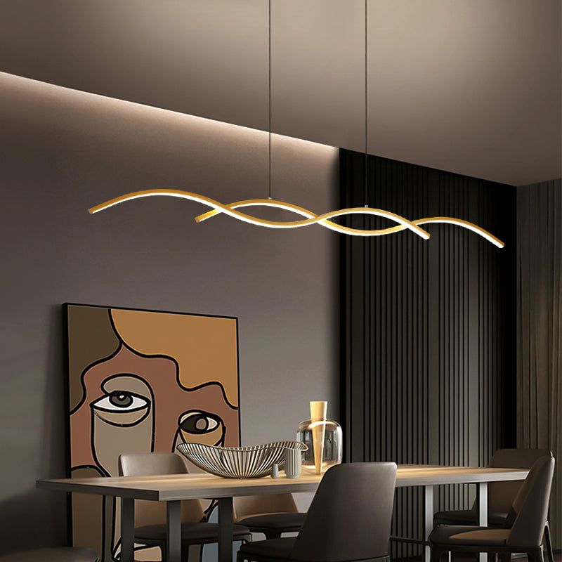 Dining Room LED Island Light Modern Style Kitchen Bar LED Wavy Dining Pendant Lamp