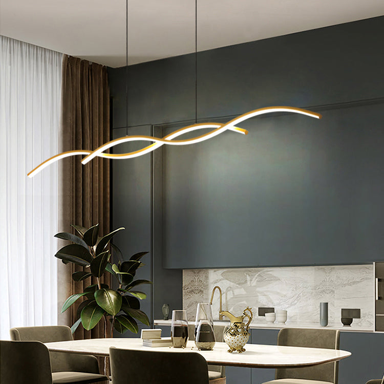 Dining Room LED Island Light Modern Style Kitchen Bar LED Wavy Dining Pendant Lamp