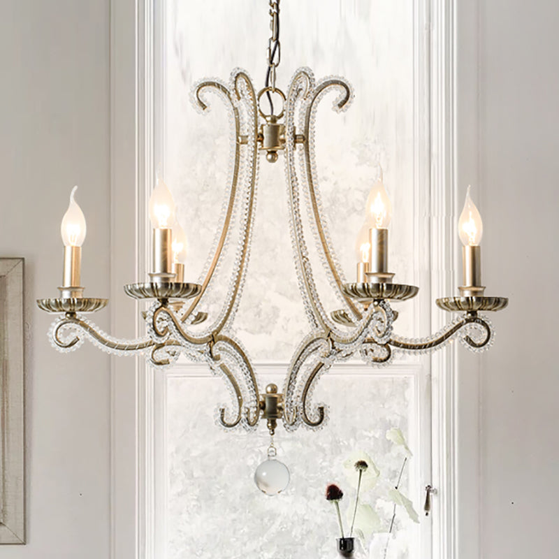 Candle Chandelier Light Fixtures American Style Multi-Head Hanging Pendant Lights for Living Room