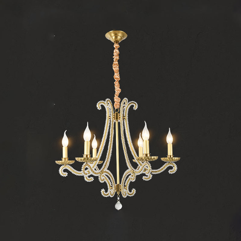 Candle Chandelier Light Fixtures American Style Multi-Head Hanging Pendant Lights for Living Room