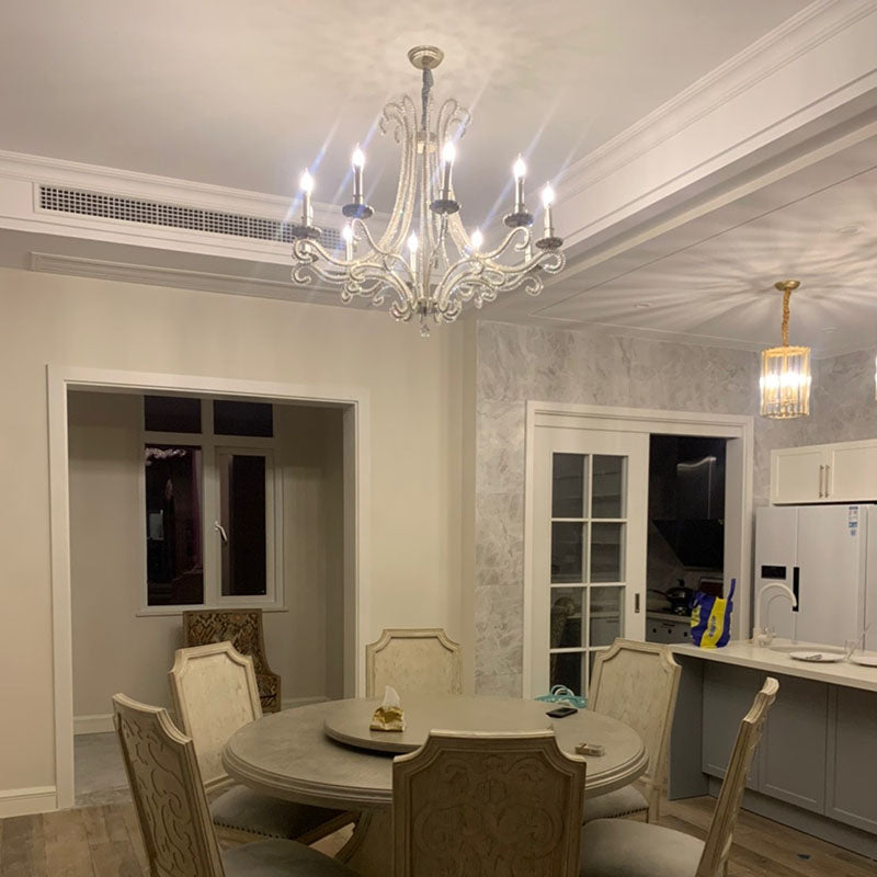 Candle Chandelier Light Fixtures American Style Multi-Head Hanging Pendant Lights for Living Room