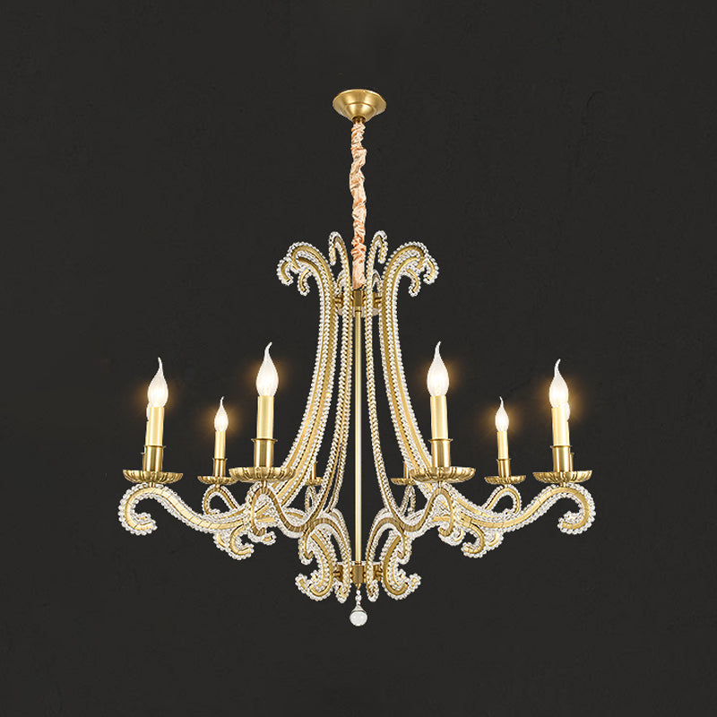 Candle Chandelier Light Fixtures American Style Multi-Head Hanging Pendant Lights for Living Room