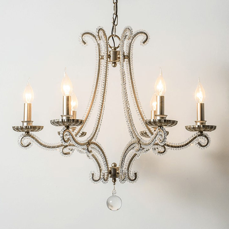Candle Chandelier Light Fixtures American Style Multi-Head Hanging Pendant Lights for Living Room