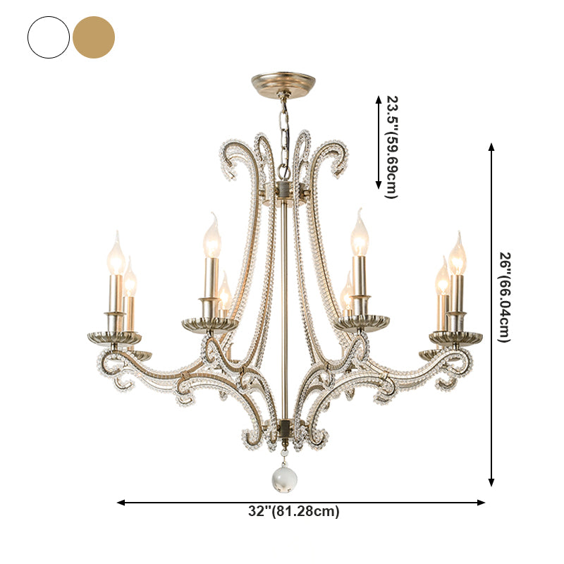 Candle Chandelier Light Fixtures American Style Multi-Head Hanging Pendant Lights for Living Room