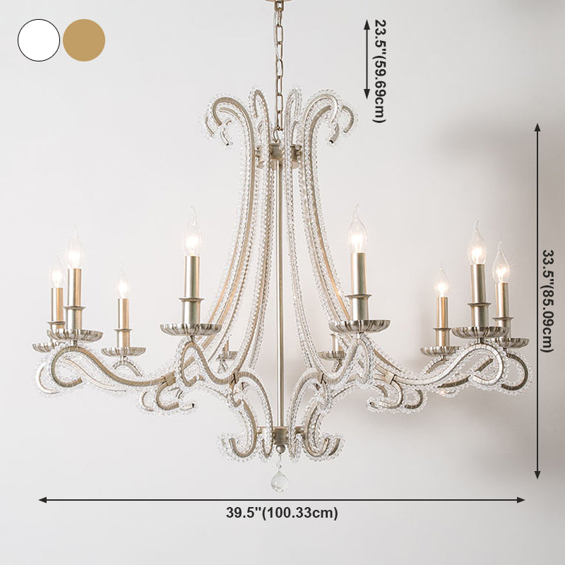 Candle Chandelier Light Fixtures American Style Multi-Head Hanging Pendant Lights for Living Room