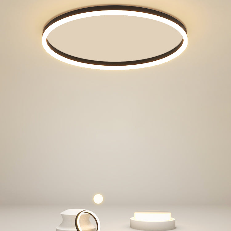 Aluminum LED Ceiling Light Round Black Modern Flush Mount Lamp for Living Room