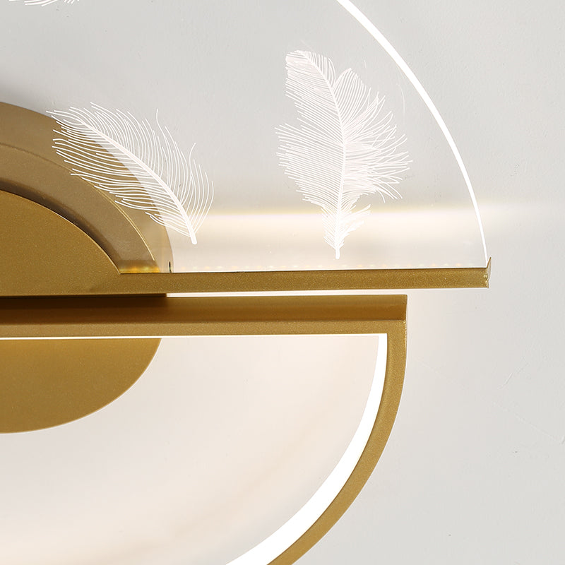 Modern Flush Mount Light Feather Pattern LED Ceiling Light for Bedroom Living Room