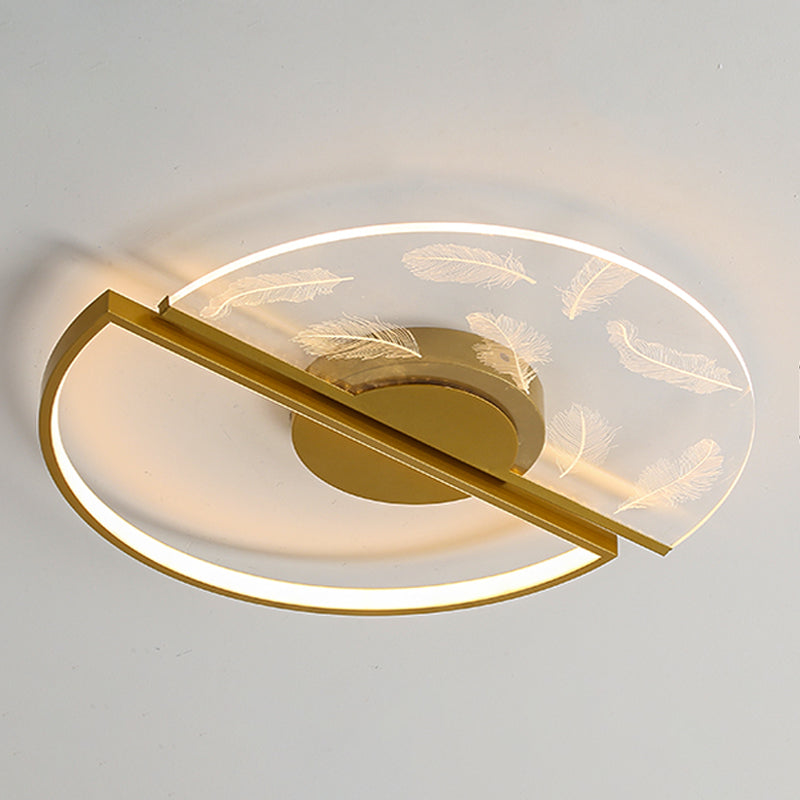 Modern Flush Mount Light Feather Pattern LED Ceiling Light for Bedroom Living Room
