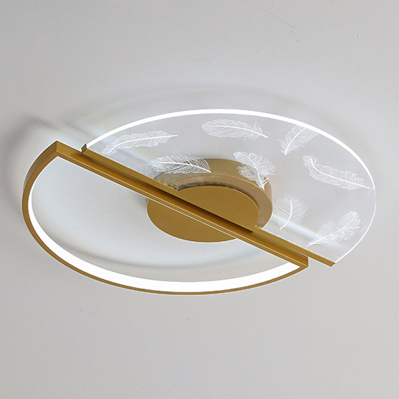 Modern Flush Mount Light Feather Pattern LED Ceiling Light for Bedroom Living Room