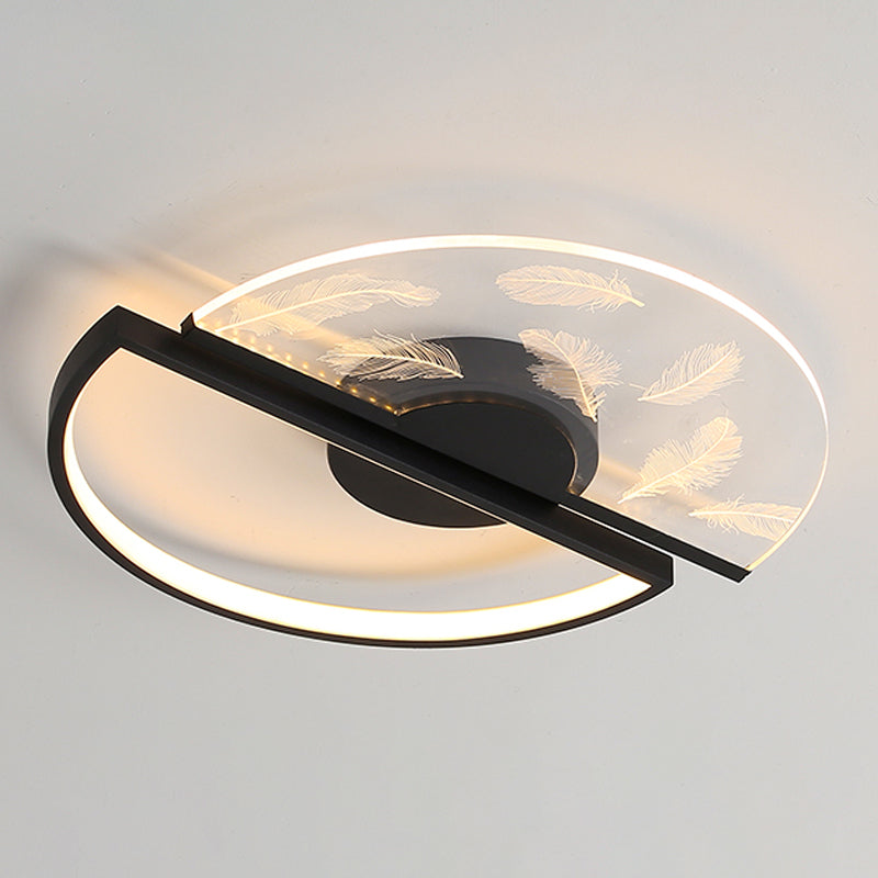 Modern Flush Mount Light Feather Pattern LED Ceiling Light for Bedroom Living Room
