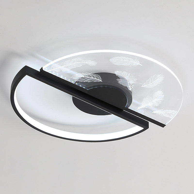 Modern Flush Mount Light Feather Pattern LED Ceiling Light for Bedroom Living Room