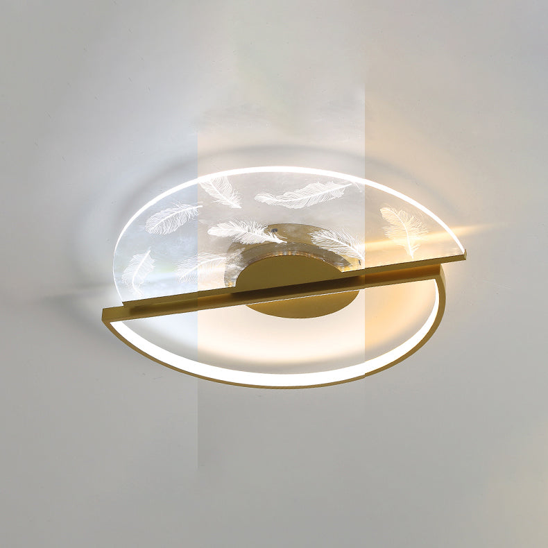 Modern Flush Mount Light Feather Pattern LED Ceiling Light for Bedroom Living Room