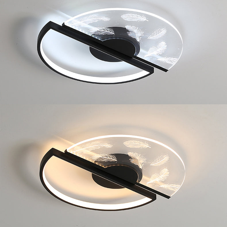 Modern Flush Mount Light Feather Pattern LED Ceiling Light for Bedroom Living Room