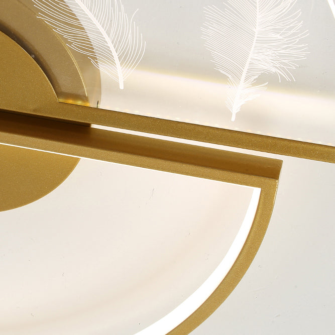 Modern Flush Mount Light Feather Pattern LED Ceiling Light for Bedroom Living Room