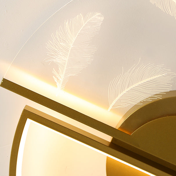 Modern Flush Mount Light Feather Pattern LED Ceiling Light for Bedroom Living Room