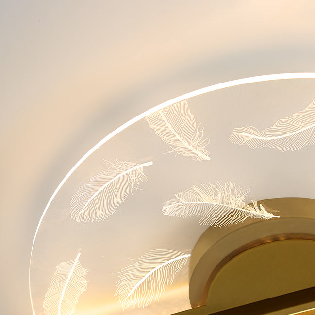 Modern Flush Mount Light Feather Pattern LED Ceiling Light for Bedroom Living Room