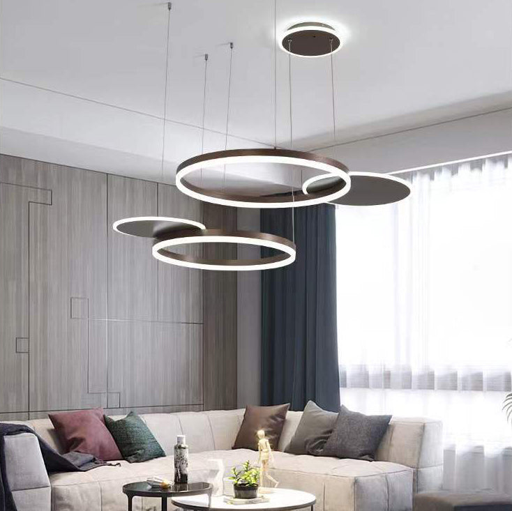 Modern Chandelier Light Fixtures 5-Light Hanging Pendant Lamps with White Acrylic Shade