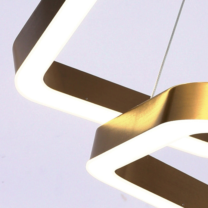 Modern Hexagon Chandelier Light Fixtures 3-Tier Hanging Pendant Lamps with White Acrylic Shade