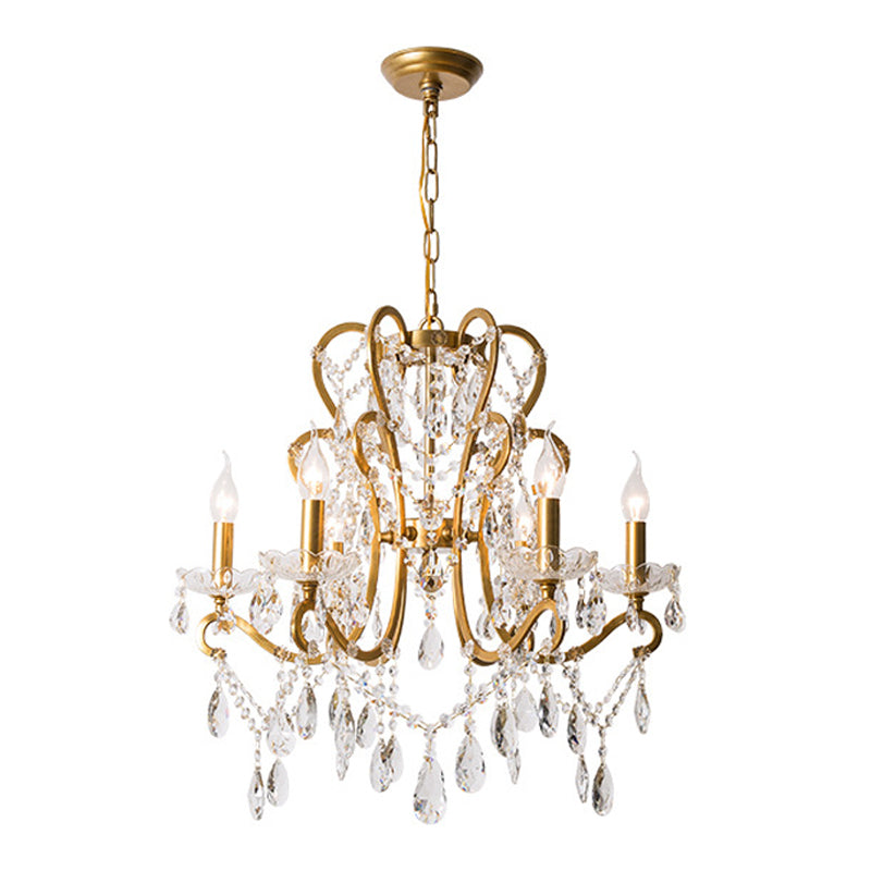 American Style Candle Chandelier Light Fixtures Multi-Head Hanging Pendant Lamps with Crystal