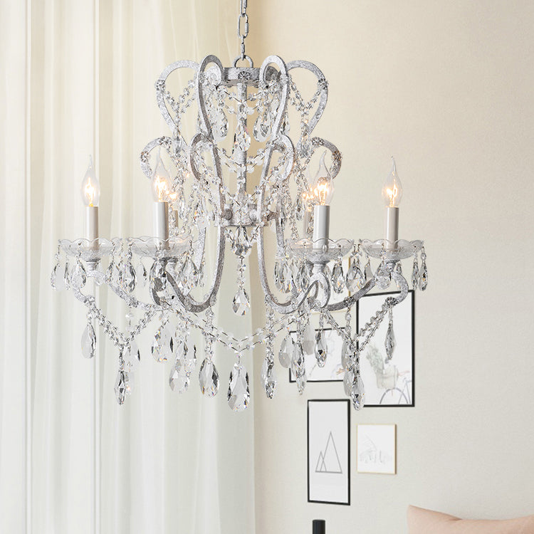 American Style Candle Chandelier Light Fixtures Multi-Head Hanging Pendant Lamps with Crystal