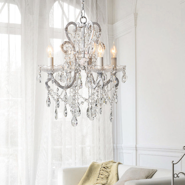 American Style Candle Chandelier Light Fixtures Multi-Head Hanging Pendant Lamps with Crystal
