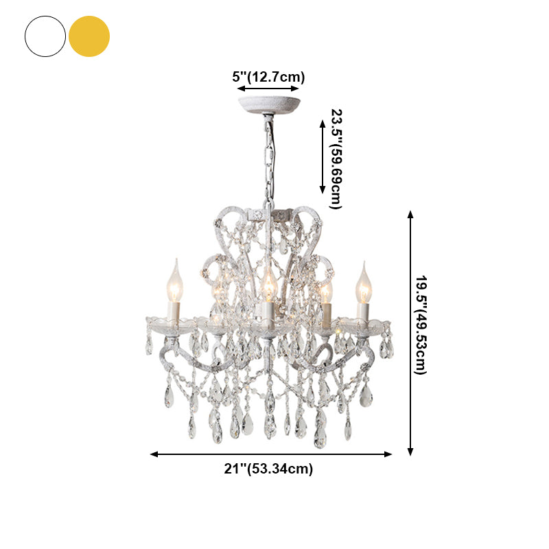 American Style Candle Chandelier Light Fixtures Multi-Head Hanging Pendant Lamps with Crystal