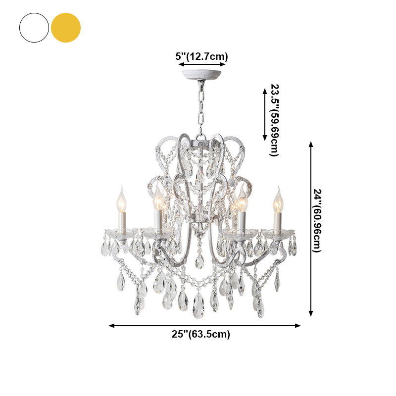 American Style Candle Chandelier Light Fixtures Multi-Head Hanging Pendant Lamps with Crystal