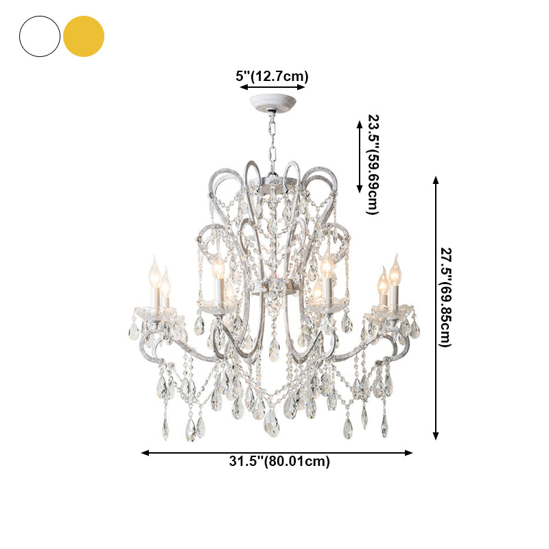 American Style Candle Chandelier Light Fixtures Multi-Head Hanging Pendant Lamps with Crystal