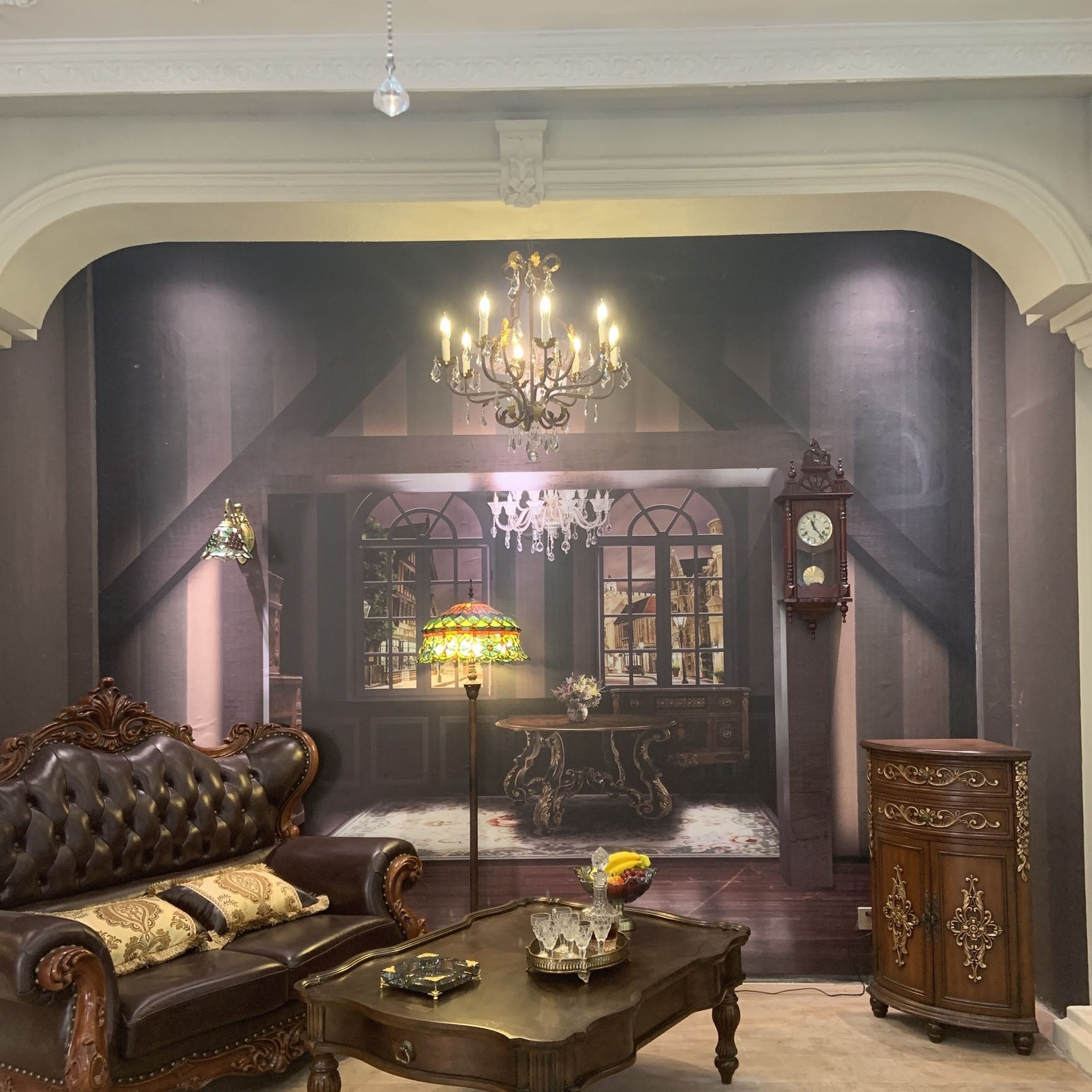 American Style Candle Chandelier Light Fixtures Multi-Head Hanging Pendant Lamps with Crystal Bead
