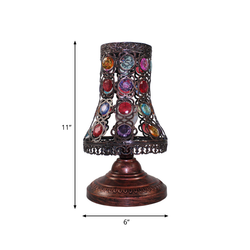 Lampe de table de nuit en forme de cloche/cône pour chambre à coucher, éclairage décoratif en métal à 1 lumière en cuivre, 5,5"/6" de large