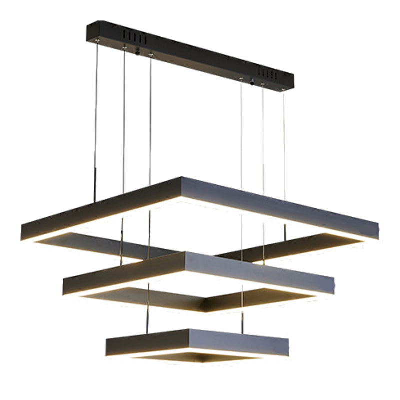 Candelera de araña de metal moderna Candelera cuadrada de múltiples capas en negro para sala de estar