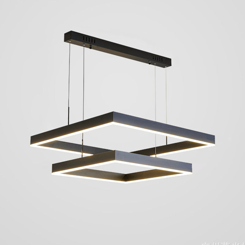 Candelera de araña de metal moderna Candelera cuadrada de múltiples capas en negro para sala de estar