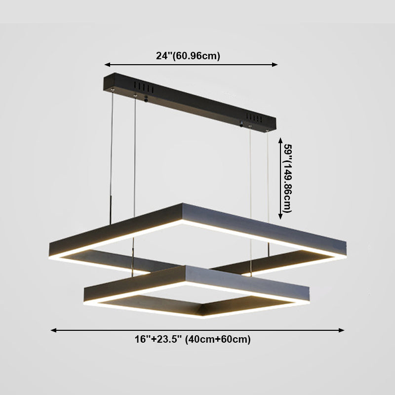 Candelera de araña de metal moderna Candelera cuadrada de múltiples capas en negro para sala de estar