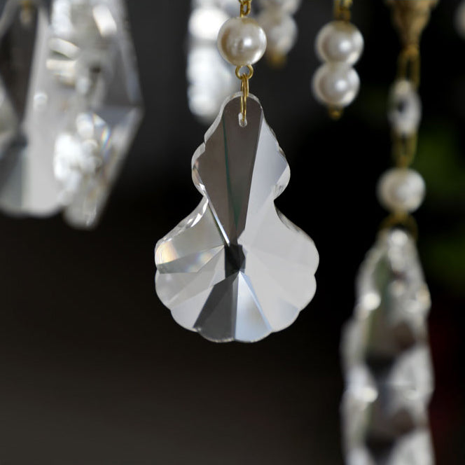 Candle Chandelier Light Fixtures Traditional Multi-Head Hanging Pendant Lamps with Crystal Bead