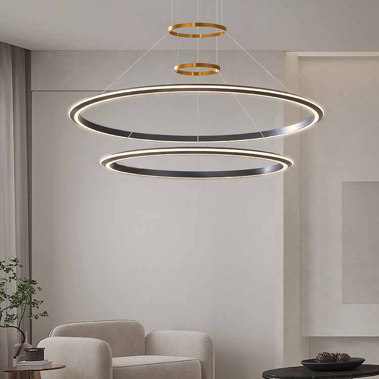 Modern Aluminum Chandelier Multi-Layer Circle 2 Lights Chandelier Pendant Lamps for Living Room