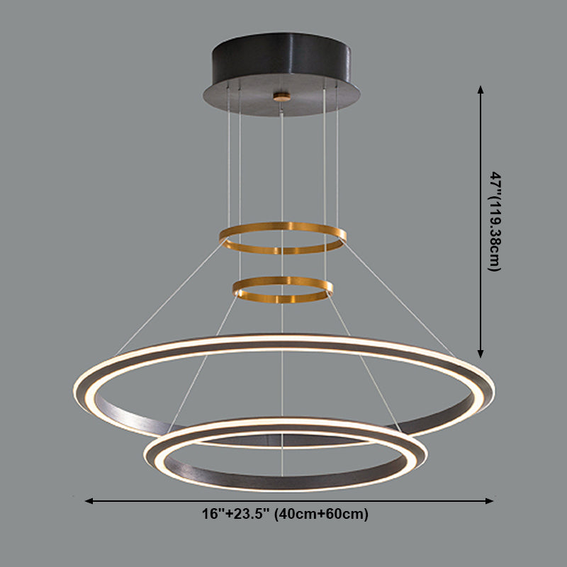 Modern Aluminum Chandelier Multi-Layer Circle 2 Lights Chandelier Pendant Lamps for Living Room