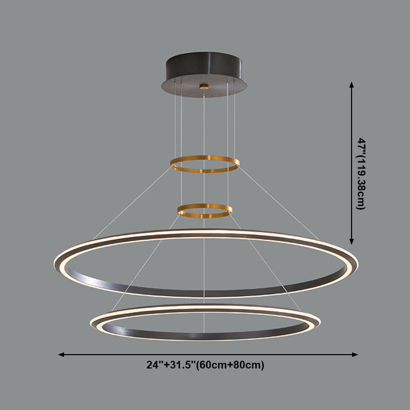 Modern Aluminum Chandelier Multi-Layer Circle 2 Lights Chandelier Pendant Lamps for Living Room